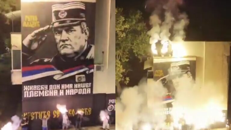 Novi mural zločinca Mladića u Srbiji sa jezivim natpisom: “Krstiće se i ko neće”